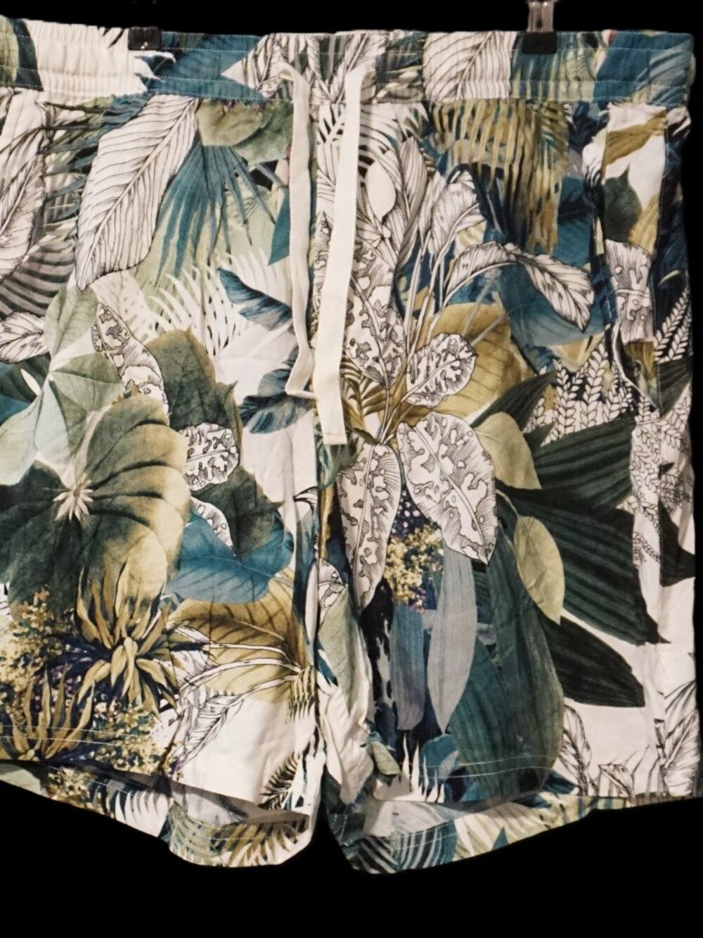Guess Green Tropical Summer Leaves Challis Shorts Elastic Waist Men’s XL